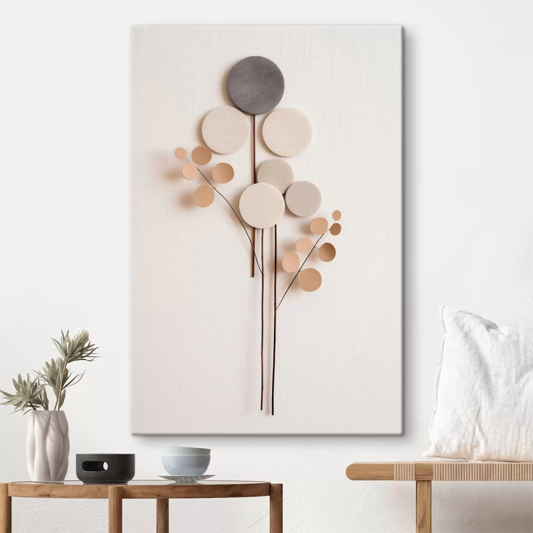 fotótapéta Minimalista, kerek formák vékony száron s48597