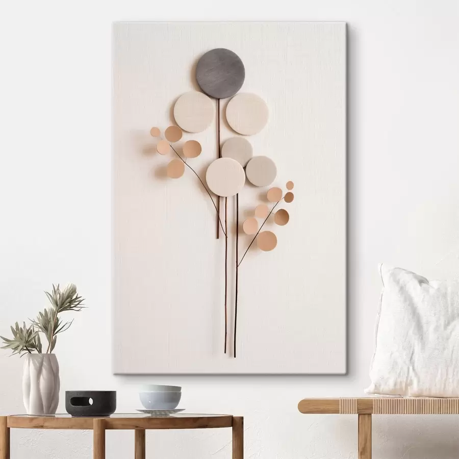 fotótapéta Minimalista, kerek formák vékony száron s48597