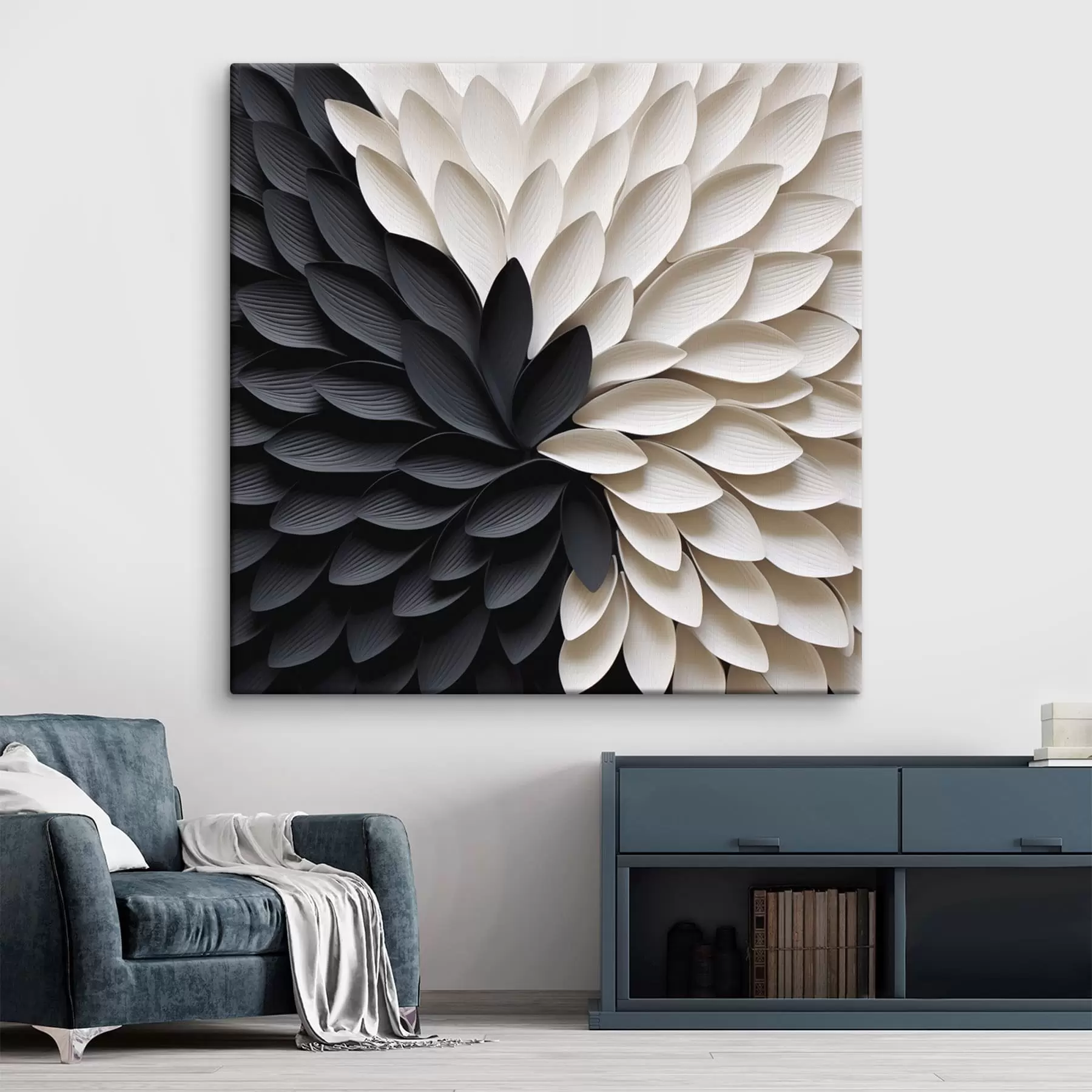 fotótapéta Kontrasztos világos és sötét szirmok virágformában s48604