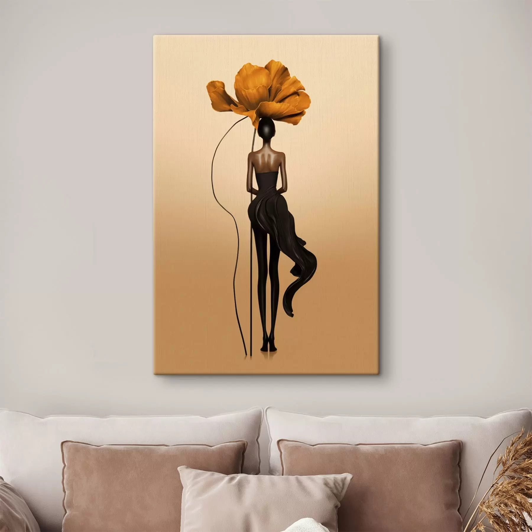 fotótapéta Stilizált alak, amelynek feje egy nagy virág s48618