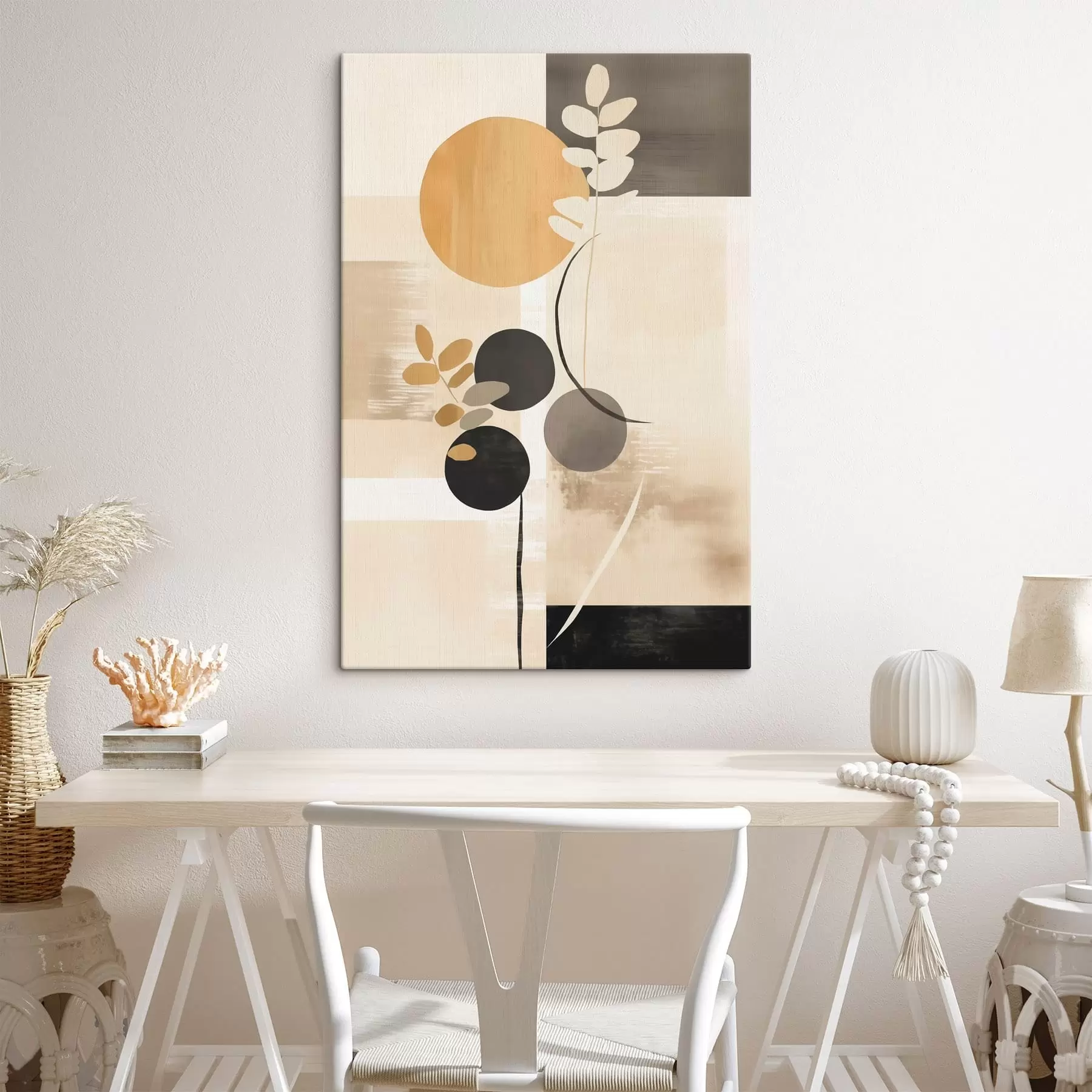 fotótapéta Absztrakt kompozíció levelekkel és körökkel s48612