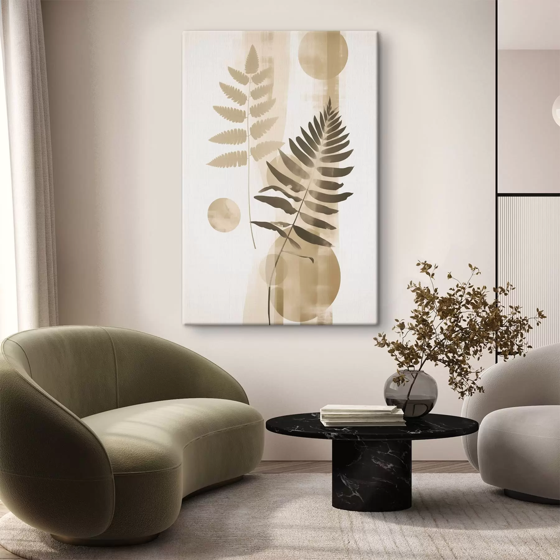 fotótapéta Egy elvont ábrázolás levelekkel díszített ágakkal s48663