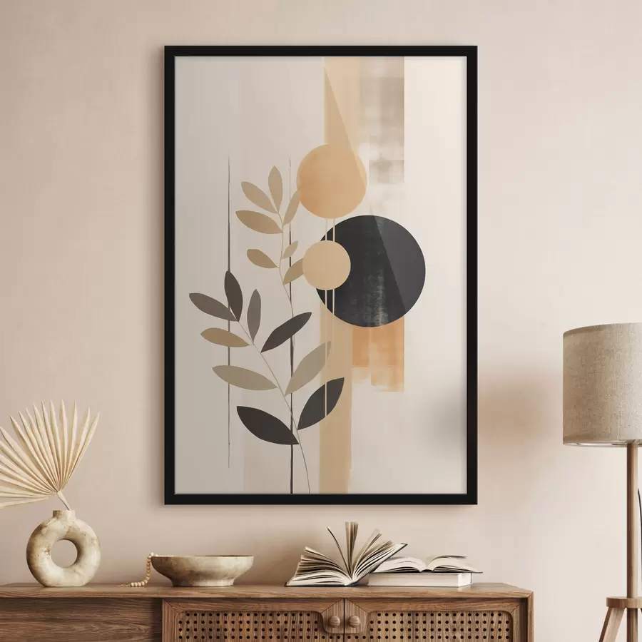 fotószőnyeg Absztrakt kompozíció levelekkel és körökkel f48613