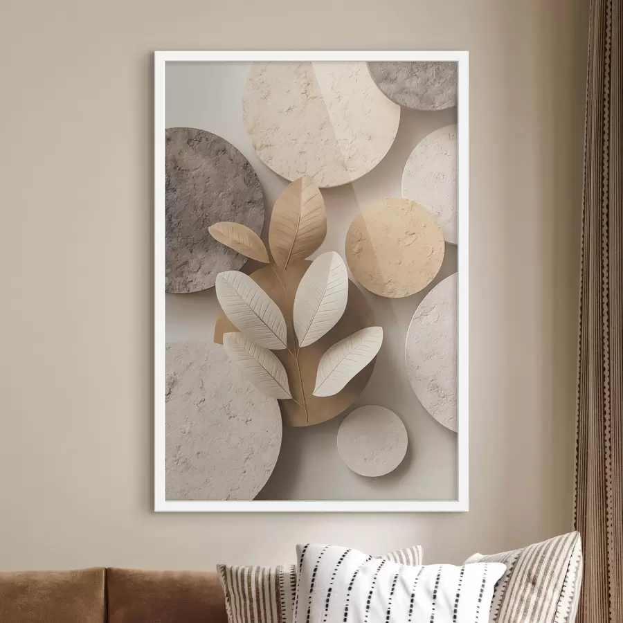 fotószőnyeg Kompozíció levelekkel és körökkel f48691