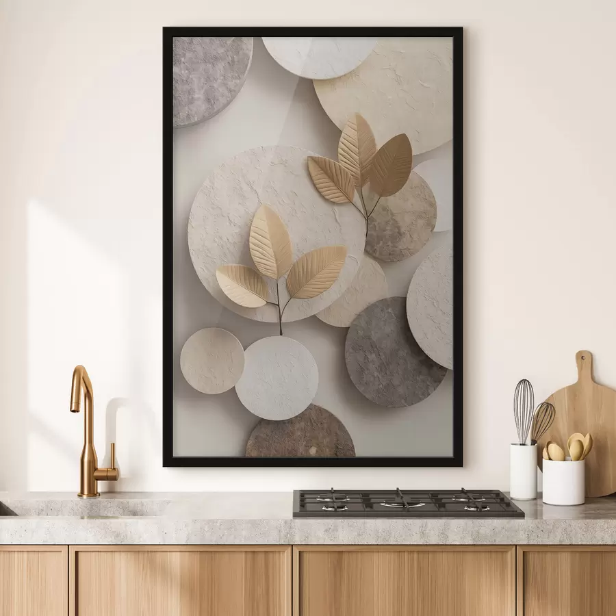 fotószőnyeg Kompozíció levelekkel és körökkel f48692