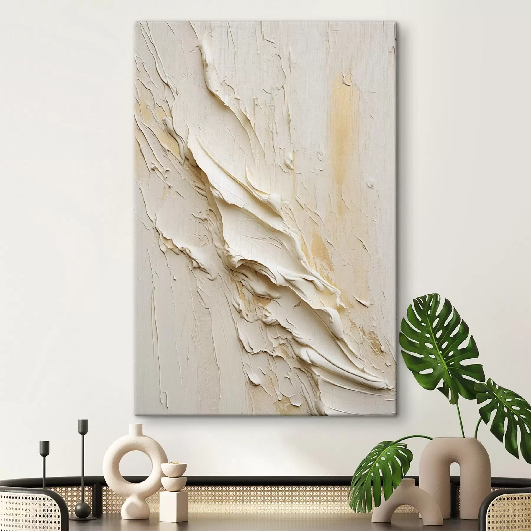 fotótapéta Texturált krém és bézs színű festmény absztrakt stílusban, minimalista művészet s48737