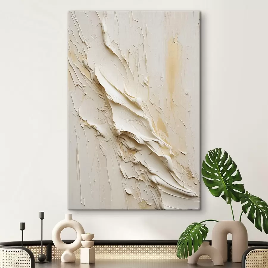 fotótapéta Texturált krém és bézs színű festmény absztrakt stílusban, minimalista művészet s48737