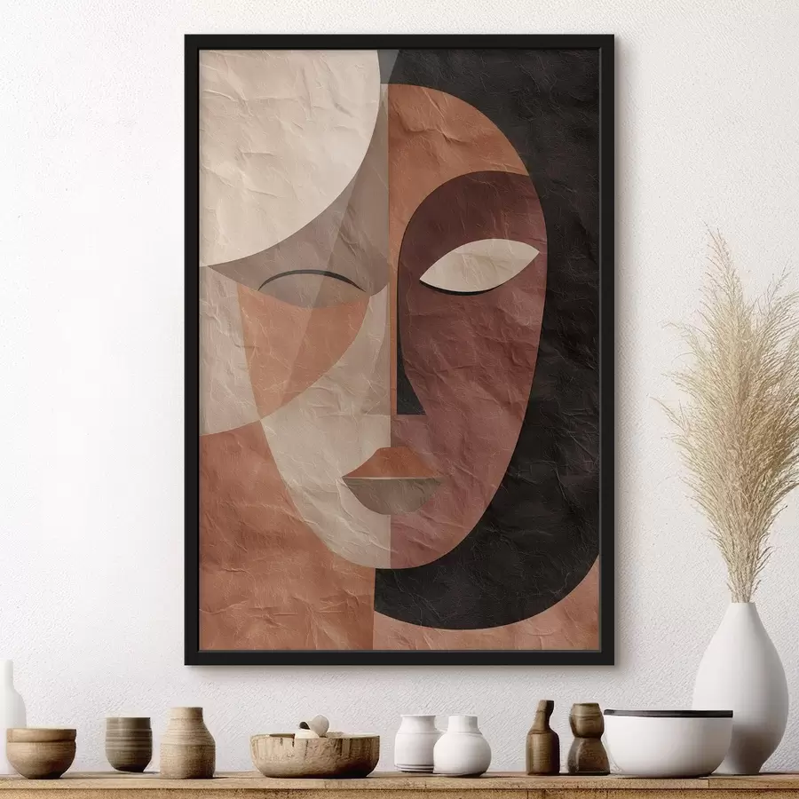 fotószőnyeg egy absztrakt arc kávébarna árnyalatokban f48778