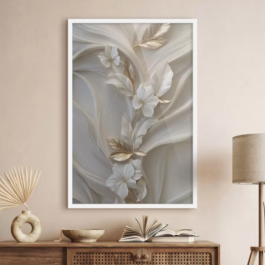 fotószőnyeg háromdimenziós levelek, textúrák és virágok gyönyörű utánzata f48787