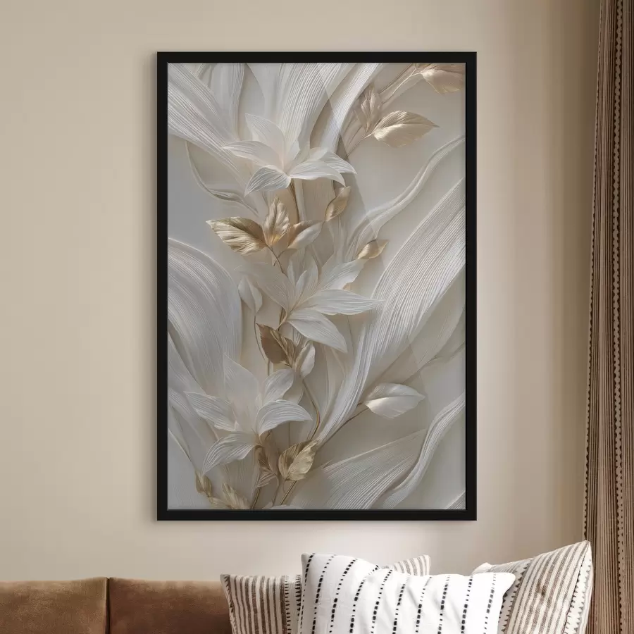 fotószőnyeg háromdimenziós levelek, textúrák és virágok gyönyörű utánzata f48788