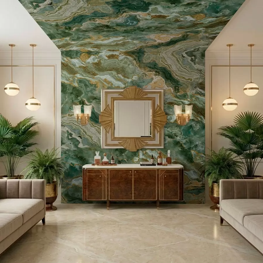 fotószőnyeg Zöld ónix textúra, áramló, réteges erezetű w05429