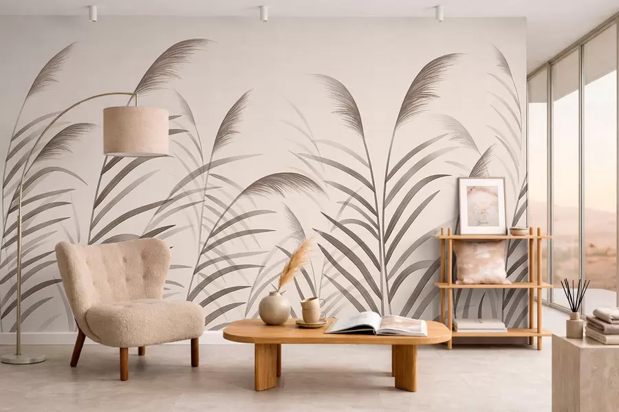 fotószőnyeg Minimalista nádsziluettek bézs árnyalatokban w05432