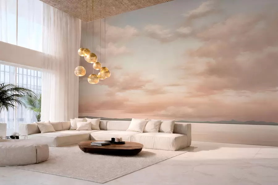 fotószőnyeg Minimalista tengerparti látkép pasztell felhőkkel w05516