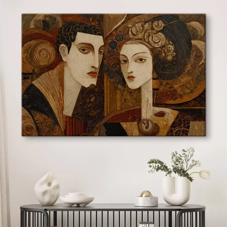 fotótapéta Mozaikszerű pár, absztrakt portré s48933