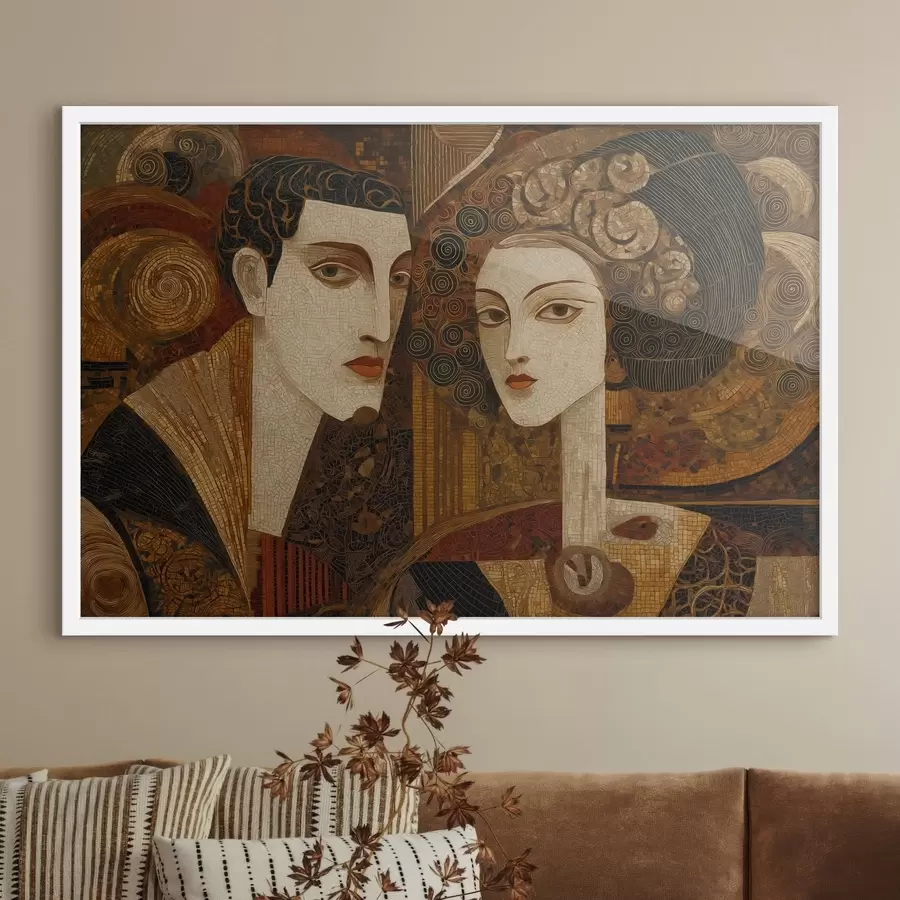 fotószőnyeg Mozaikszerű pár, absztrakt portré f48933