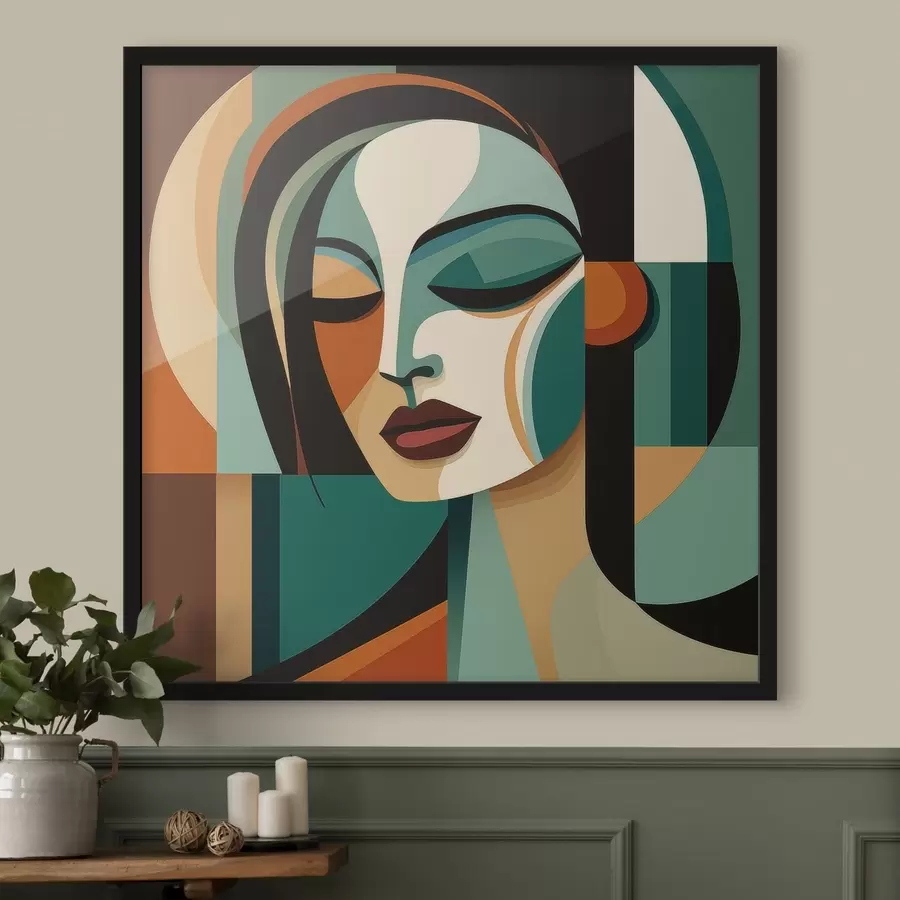 fotószőnyeg Női portré geometrikus stílusban f48952