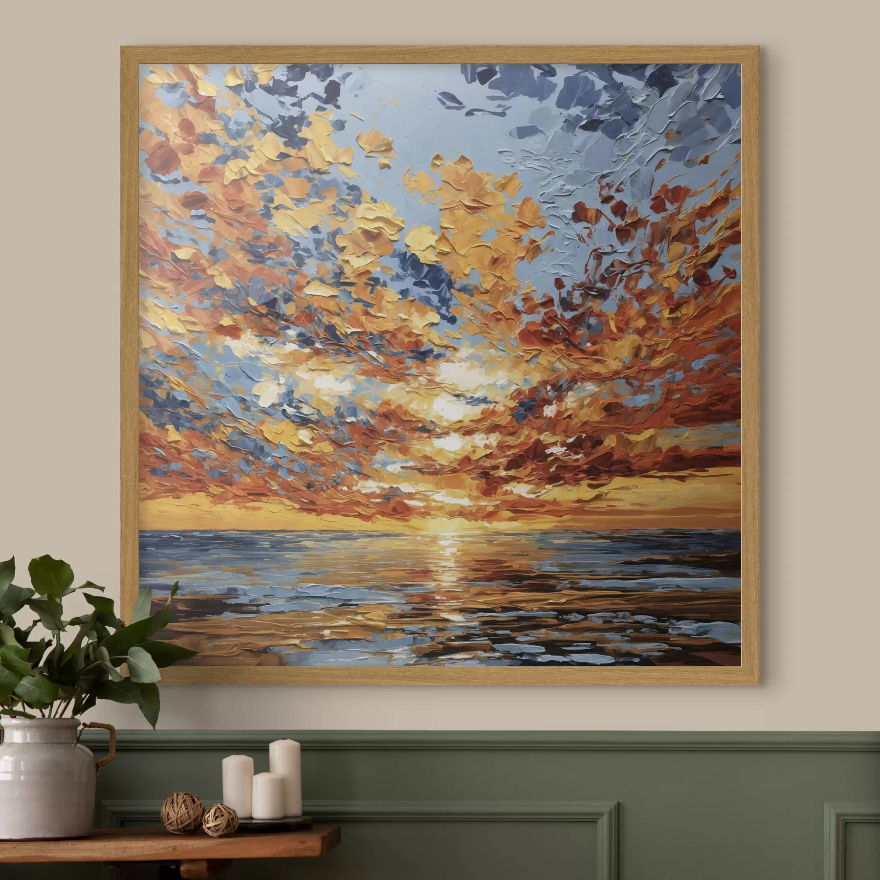 fotószőnyeg Impasto stílusú, látványos naplemente a tenger felett f48810