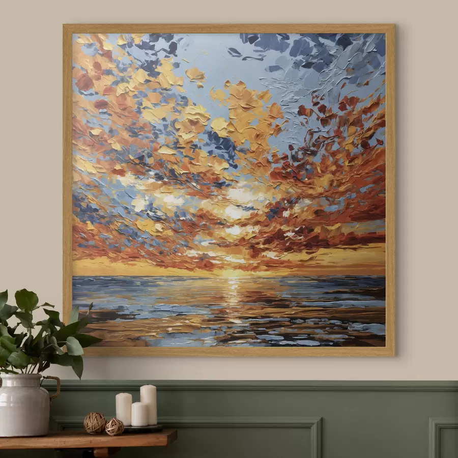 fotószőnyeg Impasto stílusú, látványos naplemente a tenger felett f48810