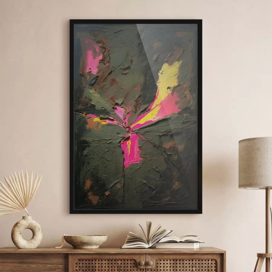 fotószőnyeg Absztrakt, impasto stílusú, texturált kompozíció élénk színfoltokkal f48826