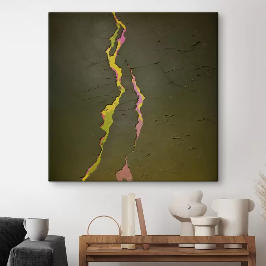 fotótapéta Absztrakt repedés, élénk rétegekkel a sötét felület alatt s48805