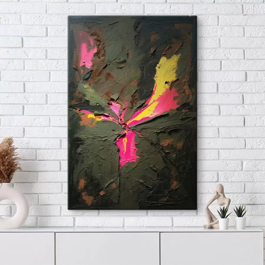 fotótapéta Absztrakt, impasto stílusú, texturált kompozíció élénk színfoltokkal s48826