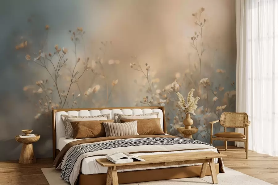 fotószőnyeg kis virágú mezei fűfélék, sekély mélységélesség mellett w05386