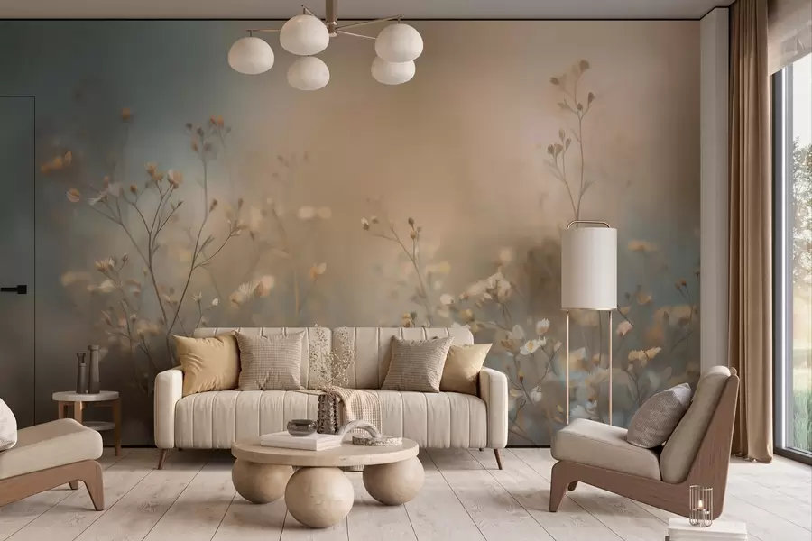 fotószőnyeg kis virágú mezei fűfélék, sekély mélységélesség mellett w05386