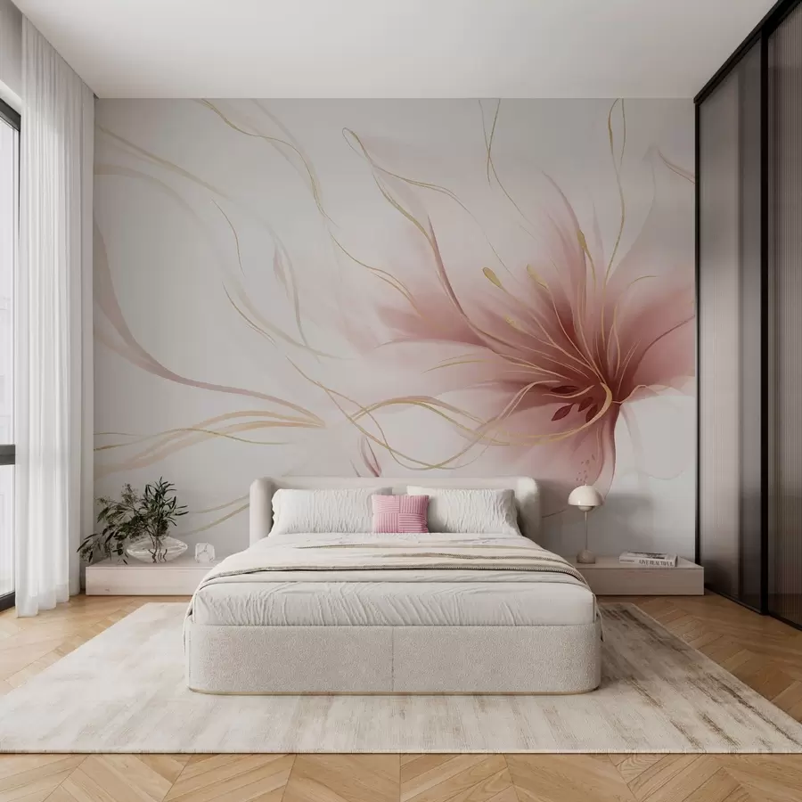 fotószőnyeg Egy absztrakt rózsaszín virág, áramló vonalakkal, a Fluid Art stílusban w05428v1
