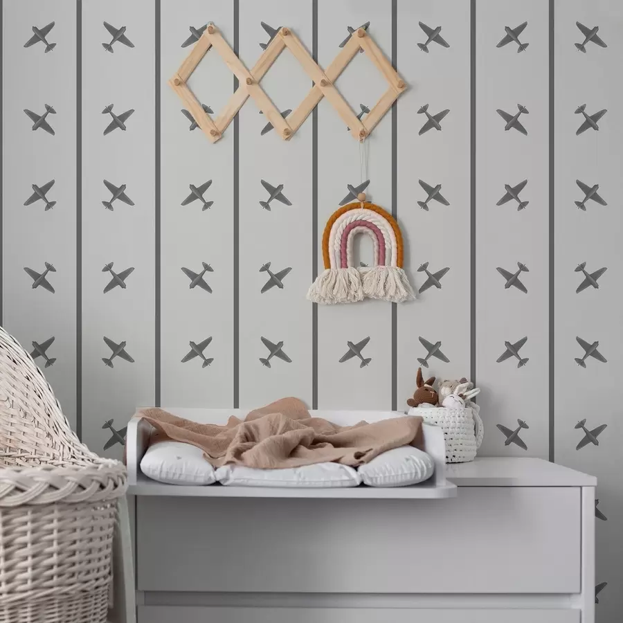 fotószőnyeg Csíkos mintázatú repülőgépek szürke árnyalatokban a01169v2