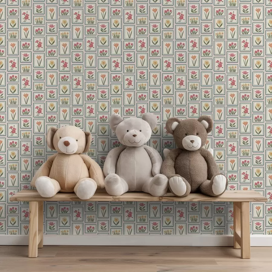 fotószőnyeg Keretbe foglalt, szegélyezett virágillusztrációk a01174