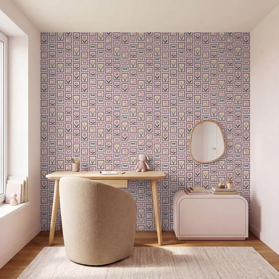 fotószőnyeg Lila árnyalatú, keretezett illusztrációk a01175v1