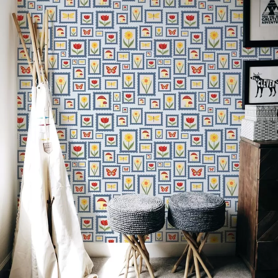 fotószőnyeg Képtáblák kék háttérrel a01176