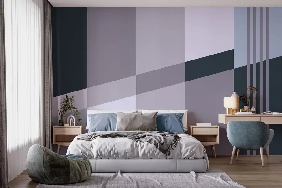 fotószőnyeg Visszafogott geometrikus minták szürke és kék árnyalatokban w05390v1