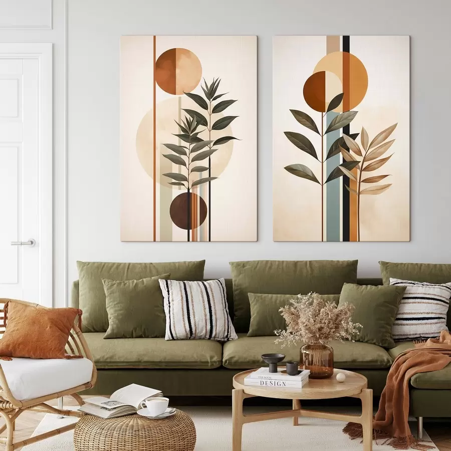 fotótapéta Absztrakt növények körökkel és vonalakkal m30392