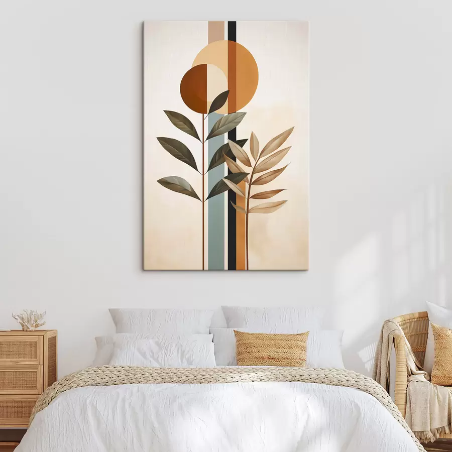 fotószőnyeg Absztrakt növények körökkel és vonalakkal s48929