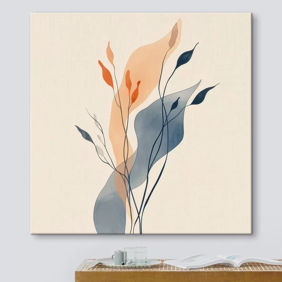 fotótapéta Kompozíció kifejező növényi sziluettekkel, művészi illusztrációs stílusban s48838