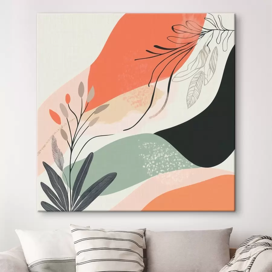 fotótapéta Stilizált növényi motívumok akvarellfoltokból álló háttér előtt s48839