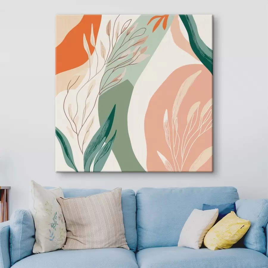 fotótapéta Növényművészet lágy formákkal, korallzöld színvilágban s48840