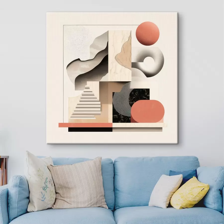 fotótapéta Absztrakt formák bézs-szürke színvilágban, kortárs festészeti stílusban s48842