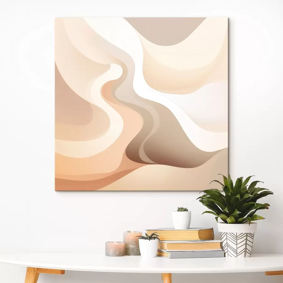 fotótapéta A görbe formák és a krémes árnyalatok harmóniája kortárs művészeti illusztrációs stílusban s48846