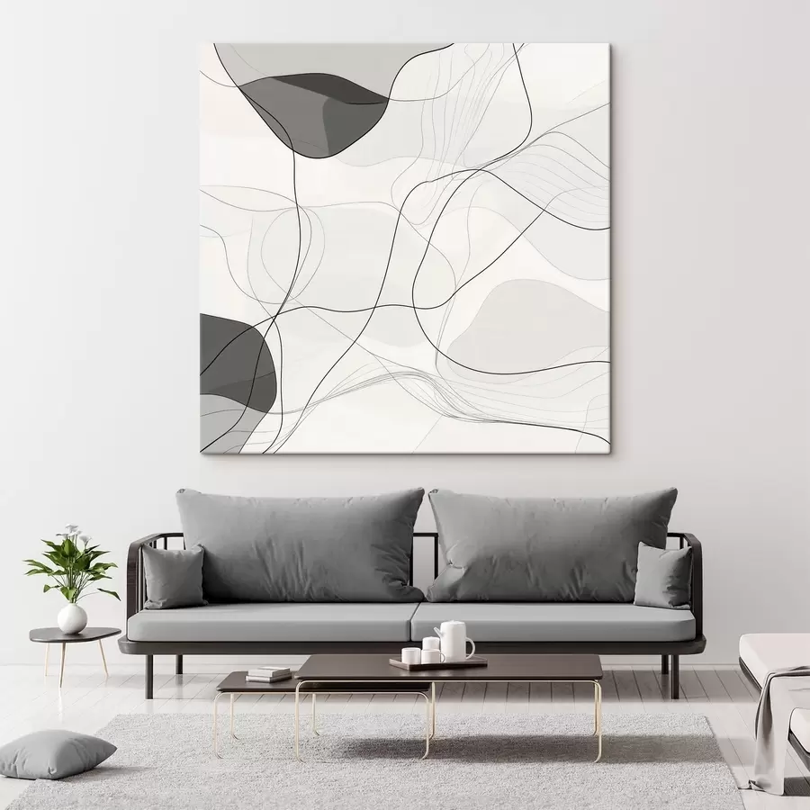 fotótapéta Minimalista, absztrakt kompozíció vékony vonalakkal és lágy árnyékokkal s48853