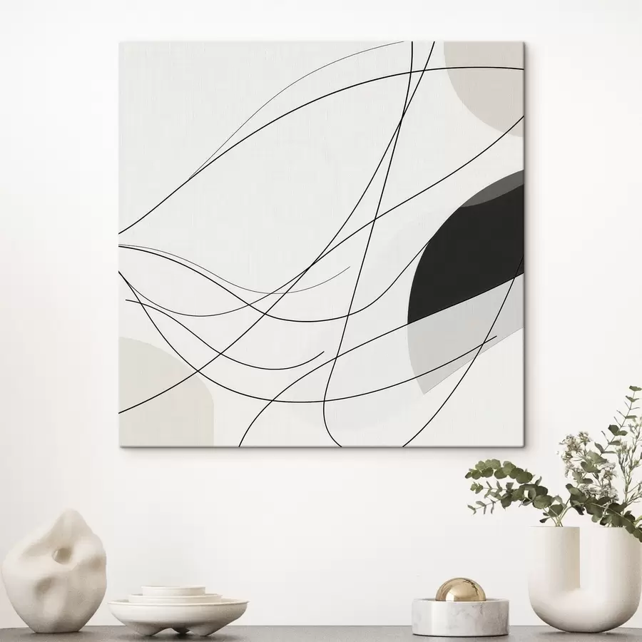 fotótapéta Absztrakt kompozíció vékony, ívelt vonalakkal minimalista stílusban s48854