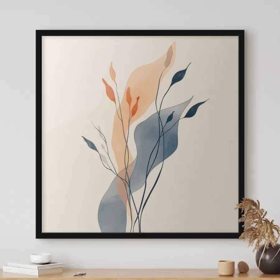 fotószőnyeg Kompozíció kifejező növényi sziluettekkel, művészi illusztrációs stílusban f48838