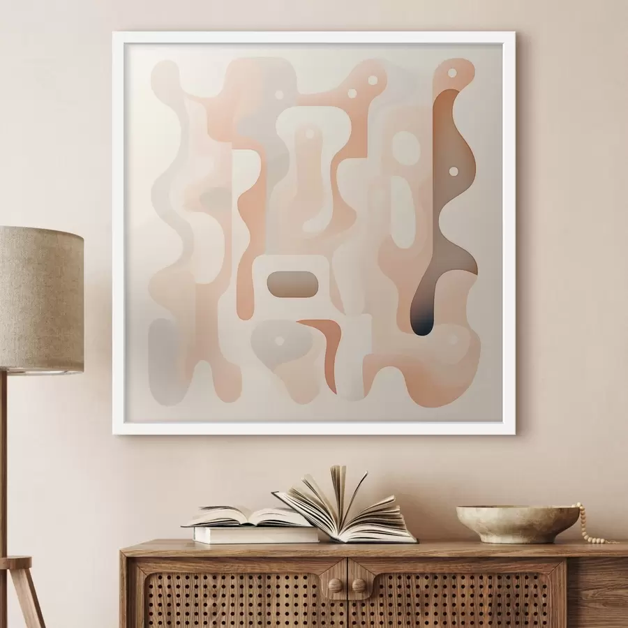 fotószőnyeg A görbe formák és a természetes színpaletta harmóniája kortárs művészeti illusztrációs stílusban f48845