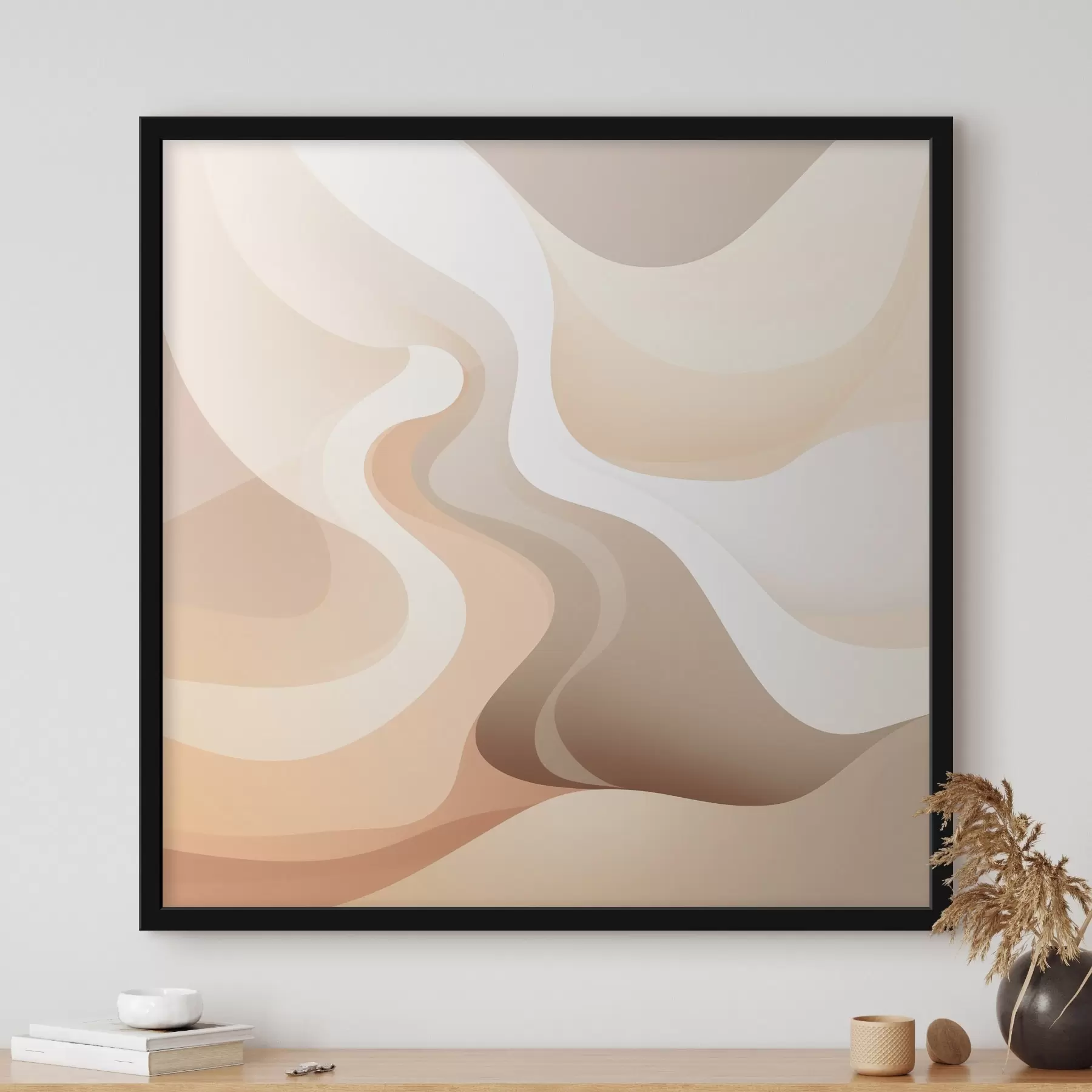 fotószőnyeg A görbe formák és a krémes árnyalatok harmóniája kortárs művészeti illusztrációs stílusban f48846