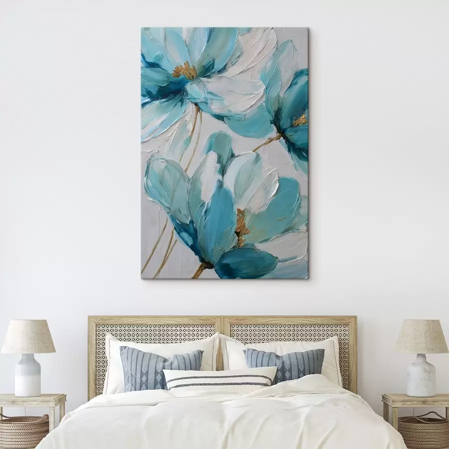 fotótapéta kék virágok impasto technikával s48991