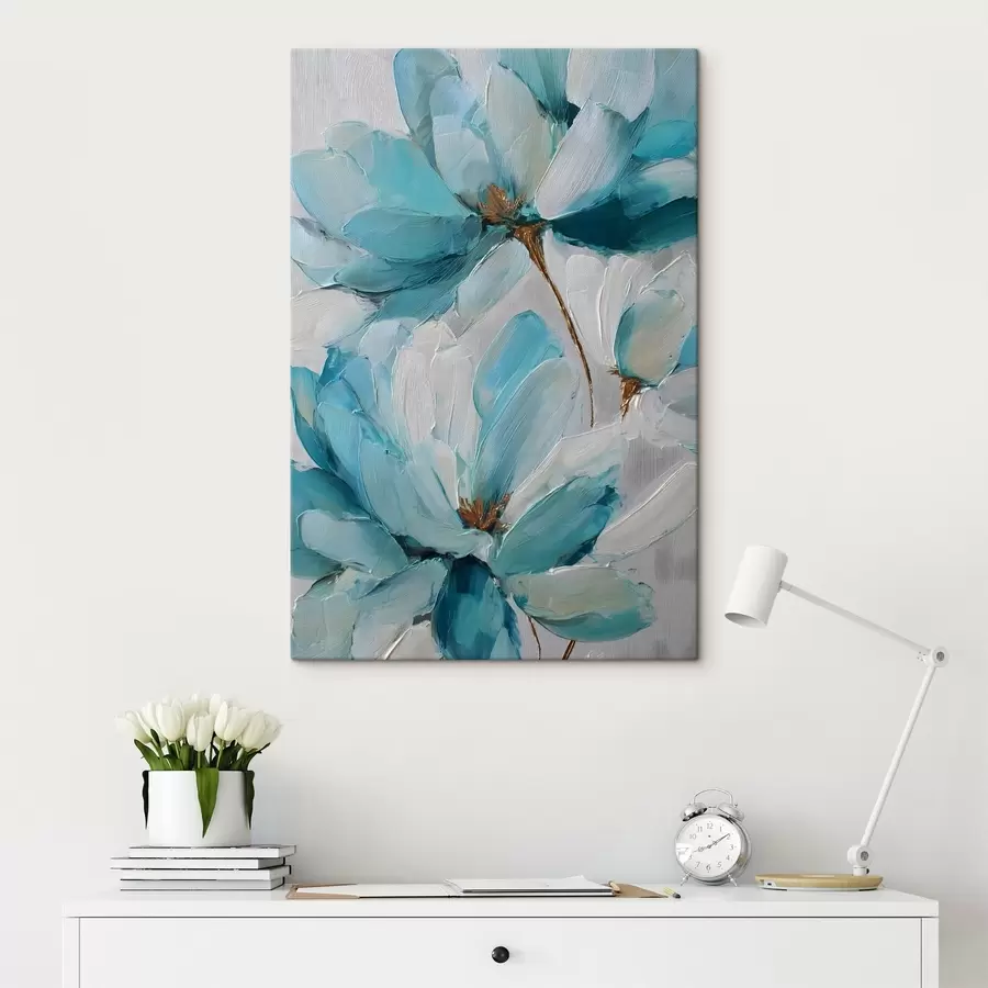 fotótapéta kék virágok impasto technikával s48992