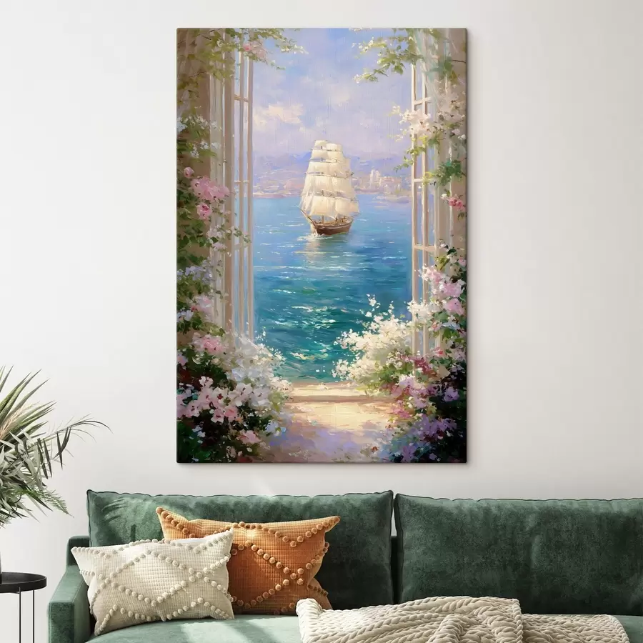 fotótapéta a hajó virágos látképe s49004