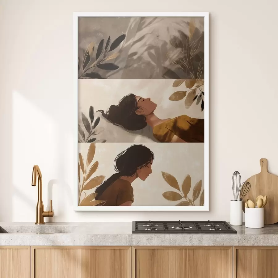 fotószőnyeg „A leveles nő” című triptichon f49018