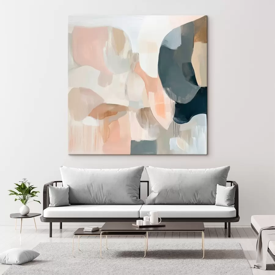 fotótapéta Absztrakt kompozíció pasztell és sötétkék árnyalatokban, kortárs festészeti stílusban s48860